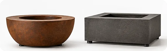 Round or rectangular base configurations, depending on the model