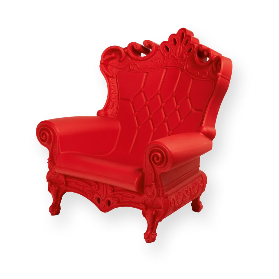 Red sculptural armchair